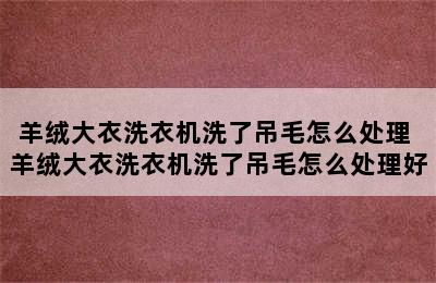 羊绒大衣洗衣机洗了吊毛怎么处理 羊绒大衣洗衣机洗了吊毛怎么处理好